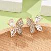Butterfly Brass Micro Pave Clear Cubic Zirconia Stud Earrings for Women EJEW-G428-08G-1
