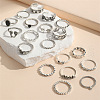 19Pcs Alloy Enamel Finger Cuff Rings Sets FS-WG6B9E0-01-3