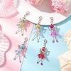 Trumpet Flower Angel Acrylic & Glass Pearl Pendant Decorations HJEW-JM03329-03-1