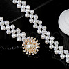 Alloy & Acrylic Imitation Pearl Beaded Elastic Chain Belts WG979C0-20-1