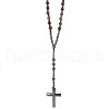 Natural Tiger Eye Rosary Bead Necklace WG81562-01-1