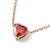Red Heart Glass Pendant Necklace AJEW-Z025-03RG-2