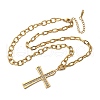 304 Stainless Steel Crystal Rhinestone Cross Pendant Cable Chain Necklaces NJEW-S442-07G-4