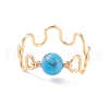Gemstone Round Beaded Finger Ring RJEW-JR00442-4