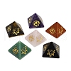6Pcs Natural Obsidian & Red Jasper & Amethyst & Tiger Eye & Rose Quartz & Green Aventurine Orgonite Pyramid Display Decorations G-C186-05-2