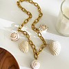 Summer 316L Surgical Stainless Steel & Natual Shell Pendant Necklaces for Women FS-WG2E862-01-4