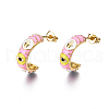 Brass Enamel Half Hoop Earrings EJEW-T014-49G-01-NF-2