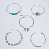 5Pcs 5 Styles  Bohemian Style Alloy Bangles WGC966A-04-3