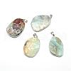 Natural Flower Amazonite Pendants G-T010-20-1