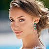 ANATTASOUL 4 Pairs 4 Colors Rhinestone Teardrop Flower Dangle Stud Earrings EJEW-AN0004-16-4