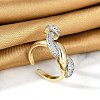 Brass Micro Pave Clear Cubic Zirconia Cuff Rings for Women RJEW-I109-01GP-3