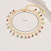 Summer Fashion Brass Heart Link Fringed Colorful Rhinestone Anklets for Women Beach Parties BX8171-2