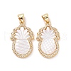 Pineapple Brass Micro Pave Clear Cubic Zirconia Pendants KK-G406-15G-1