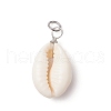 9Pcs Natural Cowrie Shell Pendants PALLOY-JF03700-02-3