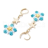 Brass Glass Seed Beads Flower Leverback Earrings EJEW-MZ00426-6