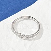 925 Sterling Silver Micro Pave Clear Cubic Zirconia Adjustable Finger Rings for Women RJEW-G351-01P-3