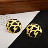 Leopard Print Brass Enamel Stud Earrings for Women EJEW-U055-15A-G-1