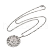 304 Stainless Steel Hollow Moon Star Flower Pendant Necklaces for Women NJEW-K283-35P-2