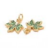Autumn Theme Brass Cubic Zirconia Charms KK-P216-06MG-01-3