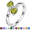 Heart 304 Stainless Steel with Cubic Zirconia Cuff Rings FS-WG2909F-22-1