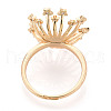 Star Brass Micro Pave Clear Cubic Zirconia Adjustable Ring Settings KK-T076-22G-3
