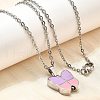 304 Stainless Steel Lilac and Pink Enamel Butterfly Cinerary Casket Pendant Necklaces NJEW-V002-01P-3