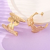 Flower with C-Shaped 304 Stainless Steel Stud Earrings for Women EJEW-A131-01B-G-3