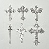 6Pcs 6 Styles Tibetan Style Alloy Cross Pendants FIND-FS0002-57-7