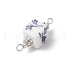Handmade Flower Printed Porcelain Cube Links PALLOY-JF03965-02-5