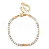 304 Stainless Steel Pave Cubic Zirconia Square Link Chain Bracelets for Women BJEW-B134-04G-2