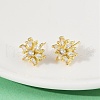 Flower Brass Micro Pave Clear Cubic Zirconia Stud Earrings EJEW-U064-03C-G-2