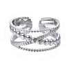 Non-Tarnish 304 Stainless Steel Criss Cross Open Cuff Ring RJEW-T023-23P-1
