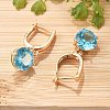 Flat Round Brass Pave Cubic Zirconia Hoop Earrings for Women EJEW-G428-22G-3