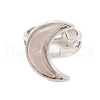 Moon & Star Natural Rose Quartz Adjustable Rings G-B085-18P-06-2