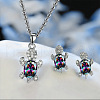 Tortoise Alloy Rhinestone & Glass Pendant Necklaces & Stud Earrings Sets FS-WG4B54D-05-1
