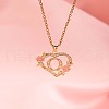 Brass Crystal Rhinestone Hollow Rose Heart with Letter Pendant Necklaces for Women WGC1928-17-1