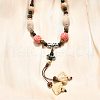 Ethnic Style Alloy & Porcelain Ceramic Beads Pendant Tassel Y Necklaces NJEW-D308-03A-4