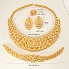 Elegant Vintage Brass & Plastic Flower Bracelets & Earrings & Necklaces & Rings Sets for Women HV3857-5