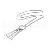 304 Stainless Steel Ring with Tassel Pendant Necklace with Box Chains for Women NJEW-B087-01P-1