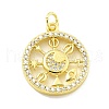 Rack Plating Brass Micro Pave Cubic Zirconia Pendants KK-D359-18G-1
