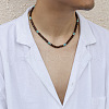 Round Synthetic Turquoise & Wood Heishi Beaded Necklaces for Men FS-WG6A9BE-01-2
