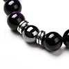 Natural Tiger Eye(Dyed) Beads Stretch Bracelets Set BJEW-JB06653-04-6