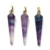 Natural Fluorite Pointed Pendants G-D089-01G-02-1