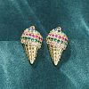Brass Micro Pave Cubic Zirconia Stud Earrings EJEW-Q015-16G-2