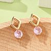 Rhombus & Flat Round Brass Micro Pave Cubic Zirconia Stud Earrings for Women EJEW-G428-20G-04-1