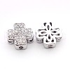 Clover Brass Micro Pave Cubic Zirconia Hollow Beads ZIRC-L047-10P-2