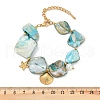 Shell Shape & Starfish 304 Stainless Steel Charm Bracelets for Women BJEW-Z105-02G-3