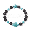 Synthetic Turquoise and Natural Lava Rock Beads Stretch Bracelets for Men Women BJEW-JB11824-01-2