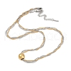 Two Tone 304 Stainless Steel Round Ball Pendant 3 Layer Necklaces NJEW-Z075-01GP-2