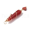 6Pcs 6 Styles Natural Carnelian & Green Aventurine & Rose Quartz & Quartz Crystal & Lapis Lazuli & Amethyst Copper Wire Wrapped Faceted Bullet Heart Pendants PALLOY-JF03482-03-5